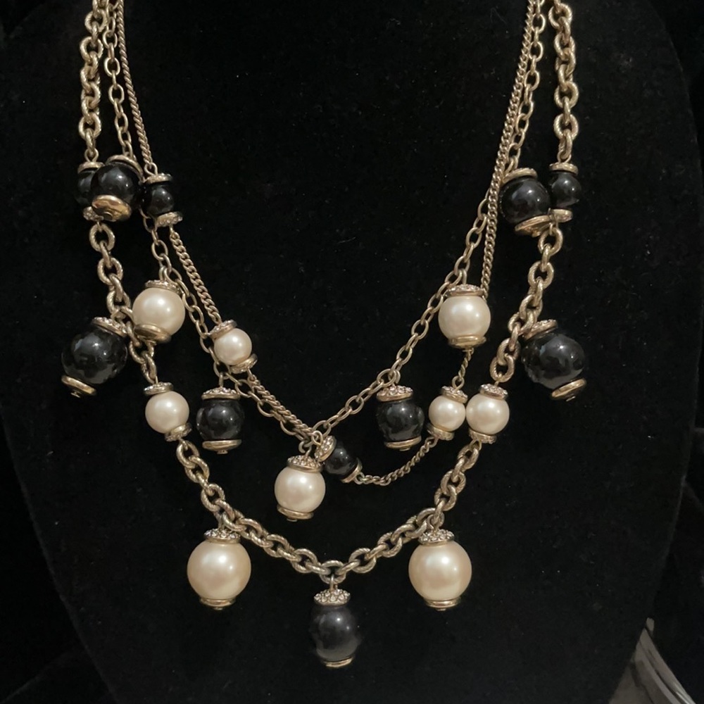 Ann Taylor Black and White Multi-Strand Necklace